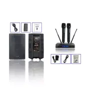 15 " 2-Way Active Powered Speakers 4000W Karaoke Speaker + 2CH UHF DJ Microphone