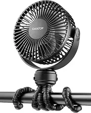 Gaiatop Mini Portable Stroller Fan, Battery Operated Small Clip on Fan, Detachable 3 Speed Rechargeable 360° Rotate Flexible Tripod Cooling Fan for Car Seat Crib Treadmill Travel Black