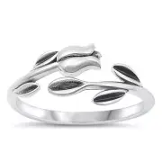 Rose leaf wrap silver toe ring