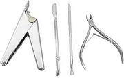 Manicure Scissors Set Steel for Dead Skin Cuticle Removal and Nail Pusher, 4pcs Kit