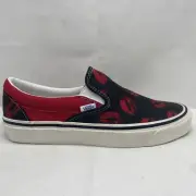 VANS Classic Slip On Hot Lips Mens Sz 9, Womens 10.5 Black Red White VN0A3JEX45T
