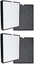2pcs FY3432/10 Active Carbon & 2pcs FY3433/10 HEPA Filter - Compatible with Philips NanoProtect 3000 and 3000i Series air purifier, Suitable for AC3252 AC3254 AC3256 AC3259 AC3258 AC3260 (2set)