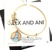 NEW Disney Parks ALEX AND ANI Cinderella Blue Dress Gold Charm Bangle Bracelet