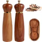 Wood Salt and Pepper Grinder Set with Base Coarseness Adjustable Salt ➰