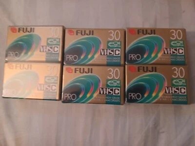 6-Fuji Pro TC-30 Premium High Grade VHS-C 30 tapes sealed in original packaging