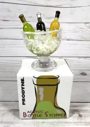 Prodyne Acrylic Bottle Stopper 3 Wine Bottles Chilling in Ice