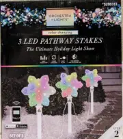 NEW - Gemmy Orchestra of Lights 3-Marker Snowflake Christmas Pathway Markers