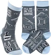 [Primitives by Kathy] Novelty Socks - I'll Be In The Garage, One Size, Unisex, LOL Collection, Multi