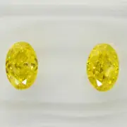 Oval Shape Diamond Matching Pair Fancy Yellow Loose IGI Enhanced SI1 0.92 TCW