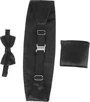 [WESIEVYA] 3pc Men's Tuxedo Suit Accessory Set Satin Bow Tie Cummerbund Handkerchief