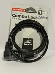 Schwinn Combination Bicycle Lock 5' x 6mm Twisted Steel Resettable Letter Combo