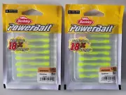 ( 2) 15pk Berkley PowerBait Whipworm Fishing Soft Bait, Chartreuse