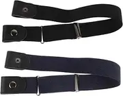 Abaodam 2PCS Adjustable Thick Elastic Waist Belt for Men Women Invisible No Buckle Design for Jeans Pants Dresses Comfortable Versatile for Daily Wear and Travel