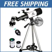 Travel-Friendly 70mm Refractor Telescope with Wireless Remote and Accessories