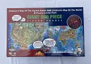 Children’s Map of the World/United States Combo Jigsaw Puzzles - Dino’s Illlust.