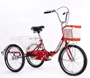 DEFGHIJ Adult Tricycle Three Wheel Cruiser Bike 20 Inch 3 Wheel Trikes with Cargo Basket Adjustable Handlebars and Back Seat Seniors Women Men