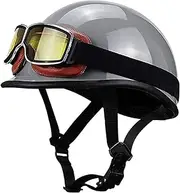 Motorcycle Half Helmets +Goggles for Men and Women Open Motorbike Skull Cap Helmets ECE Approved Summer Half Face Crash Helmet for Bike Scooter Skateboard Motorbike