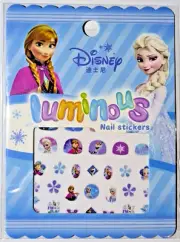 1 Sheet Disney Frozen Luminous Kids Girls Nail Stickers Glow in the Dark Party