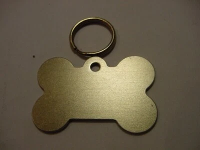 NEW - LOT OF 2 - ENGRAVABLE PET I.D. TAG LUGGAGE TAG - GOLD DOG BONE