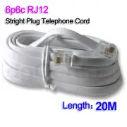White 20M 6P6C PRO ADSL Telephone Cord Cable RJ11 / RJ12 Made in Australia