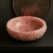 18" Handmade Rose Quartz Stone Sink Bowl – Textured Luxury Bathroom Basin