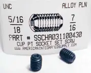 5/16-18x7/16 Hex Socket Set Screws Cup Point Alloy Steel (25)