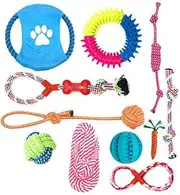 11PCS Durable Cotton Rope Pet Toys Set for Puppy Dog Cat, Teeth Cleaning Chew and Pull Toys, Mixed Colors