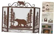 3-Panel Fireplace Screen Decorative with Bear Alone in The Forest - Stand