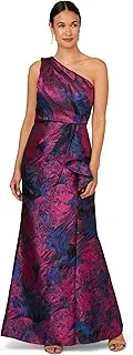 [Adrianna Papell] Women's One Shoulder Jacquard Gown