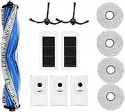 12 Pcs Replacement Accessories Kit for Ecovacs Deebot X5 Robot Vacuum Cleaner Parts, 1 Main Brush Roller, 2 Side Brushes, 2 Hepa Filters, 3 Carbon Dust Bags, 4 Mop Clothes/Pads