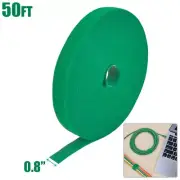 50FT Roll Reusable Hook Loop Self Attaching Cable Tie Fastening Tape Green