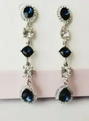 R.H. Macy & Co. Boxed Earrings Post Back Simulated Gemstones Blue Sapphire #6