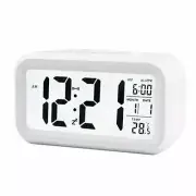 Smart Digital Alarm Clock Bedside Clock LED Dimmable Intelligent Night/Day White
