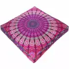 Large Indian Pink Peacock Mandala Square Floor Pillow Case Cushion Cover Dog Bed