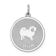 Sterling Silver Rhodium-Plated Chow Disc Charm