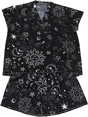 NULYLU 1set Reusable Cotton Sauna Suit for Men Breathable Spa Wear Moon Printing Comfortable Single-use Foot Bathing Robe for Use