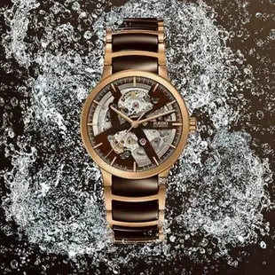 RADO 雷達表 官方授權R01 Centrix晶萃鏤空機械腕錶 巧克力陶瓷金標款38㎜ (R30181312)