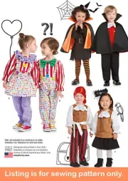 SEWING PATTERN Kids Toddler Costume - Pirate Clown Witch Vampire Girls Boys 8727