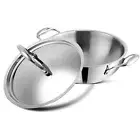 Vinod Platinum Triply Stainless Steel Extra Deep Kadai & Lid 28cm 4.8L-Free Post