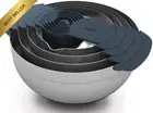 9PC Food Prep Set Nesting Stainless Steel Mixing Bowls Sieve Colander Measuring