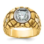14k Two-tone Two Tone 1 Ct. Lab Grown Diamond VS/SI+ G+ Men's Nugget Ring