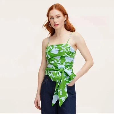 Kate Spade Green Ruched Tie Front Blouse Size Medium