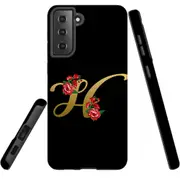 For Samsung Galaxy S21 FE Case Armour Cover, Embellished Letter H