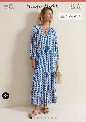 Phase Eight Lara Midaxi Dress Standard Size 10 New with Tags Blue