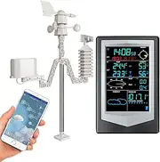 Weather Station, Multifunction Intelligent Solar Weather Station,Support mobile APP monitoring, Real-time monitoring of wind speed, rainfall, air pressure