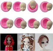 8Pcs/Set 3D Baby Face Soft Clay Mold Tools Doll Faces Silicone Mold Fondant Cake Decorating Tools Chocolate Candy Polymer Clay Soap Resin Moulds