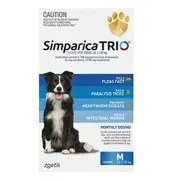 Simparica Trio Flea & Tick Control for Dogs 10.1-20kg Blue - 2 Sizes