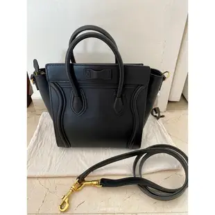 二手精品 Celine nano Luggage 微笑包 囧包 附斜背帶 黑色168243