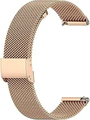 Replacement Band intended for Garmin Forerunner 255/255 Music Watch Bands, Adjustable Stainless Steel Metal Mesh Loop Clasp Strap intended for Forerunner 255/255 Music (Rose Gold)