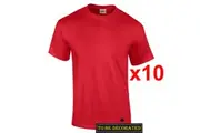 10 Packs Gildan T-SHIRT Basic Tee S - 5XL Small Big Men Heavy Cotton (Red)